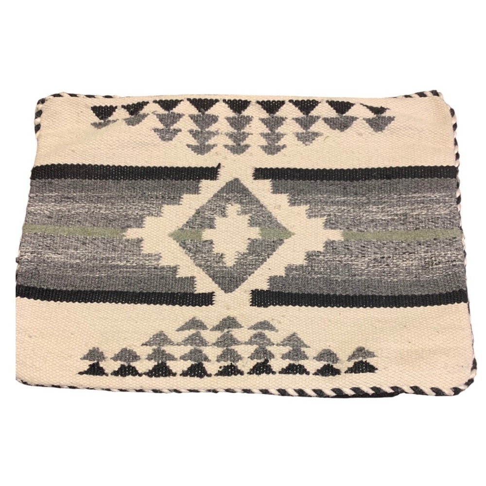 World‎ Market Southwestern Geometric Woven Lumbar Pillow Cover Black Grey 14x20